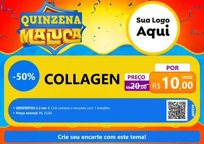 Modelo de Cartaz para Cartaz A4 Horizontal com o tema Quinzena Maluca para Suplementos alimentares