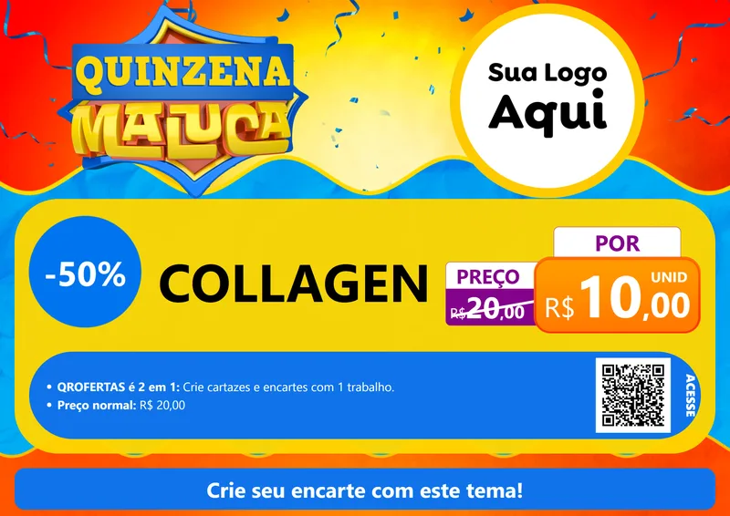 Modelo de Cartaz para Cartaz A4 Horizontal com o tema Quinzena Maluca para Suplementos alimentares