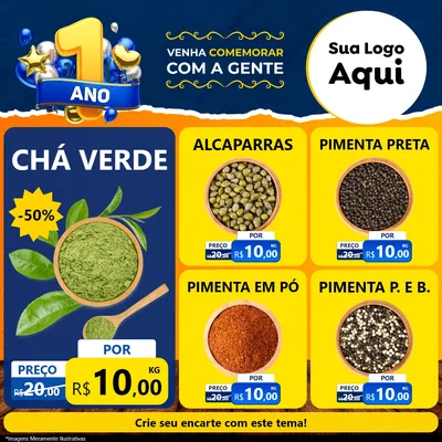 Modelo de Rede Social para Feed Facebook com o tema Um Ano de Aniversário para Produtos Naturais