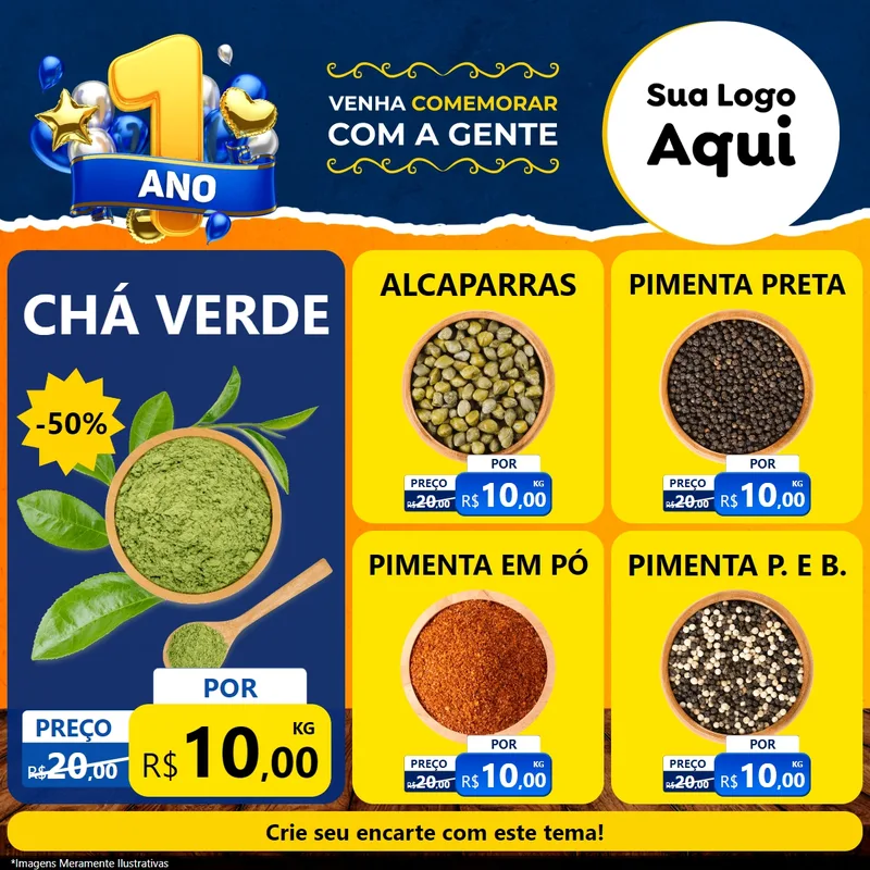 Modelo de Rede Social para Feed Facebook com o tema Um Ano de Aniversário para Produtos Naturais