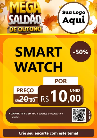 Modelo de Cartaz para Cartaz A4 Vertical com o tema Mega Saldão de Outono para Informática