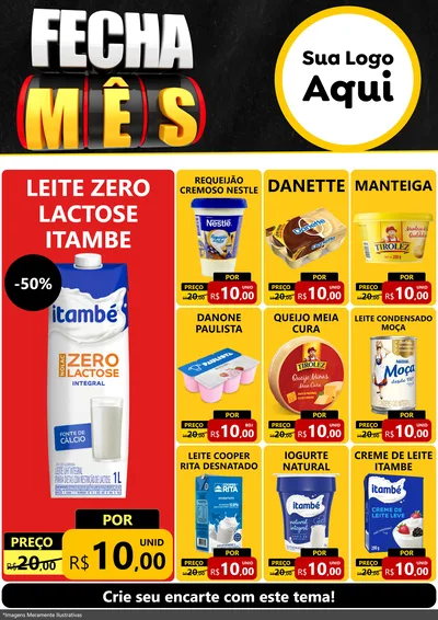 Modelo de Encarte para Encarte A4 Vertical com o tema Fecha Mês para Frios e Laticínios
