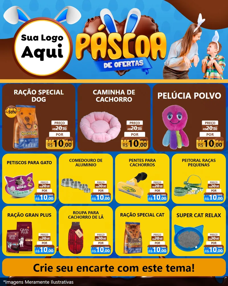 Modelo de Rede Social para Feed Instagram com o tema Páscoa de Ofertas para Pet Shop