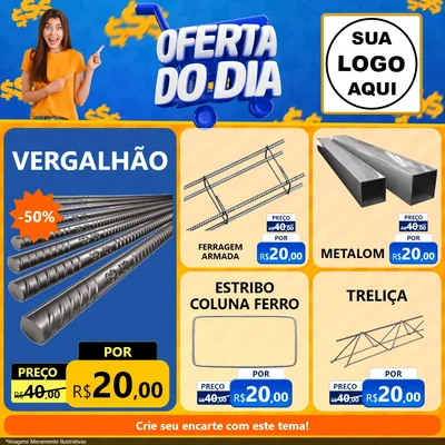Modelo de Rede Social para Feed Facebook com o tema Oferta do Dia para Ferragens