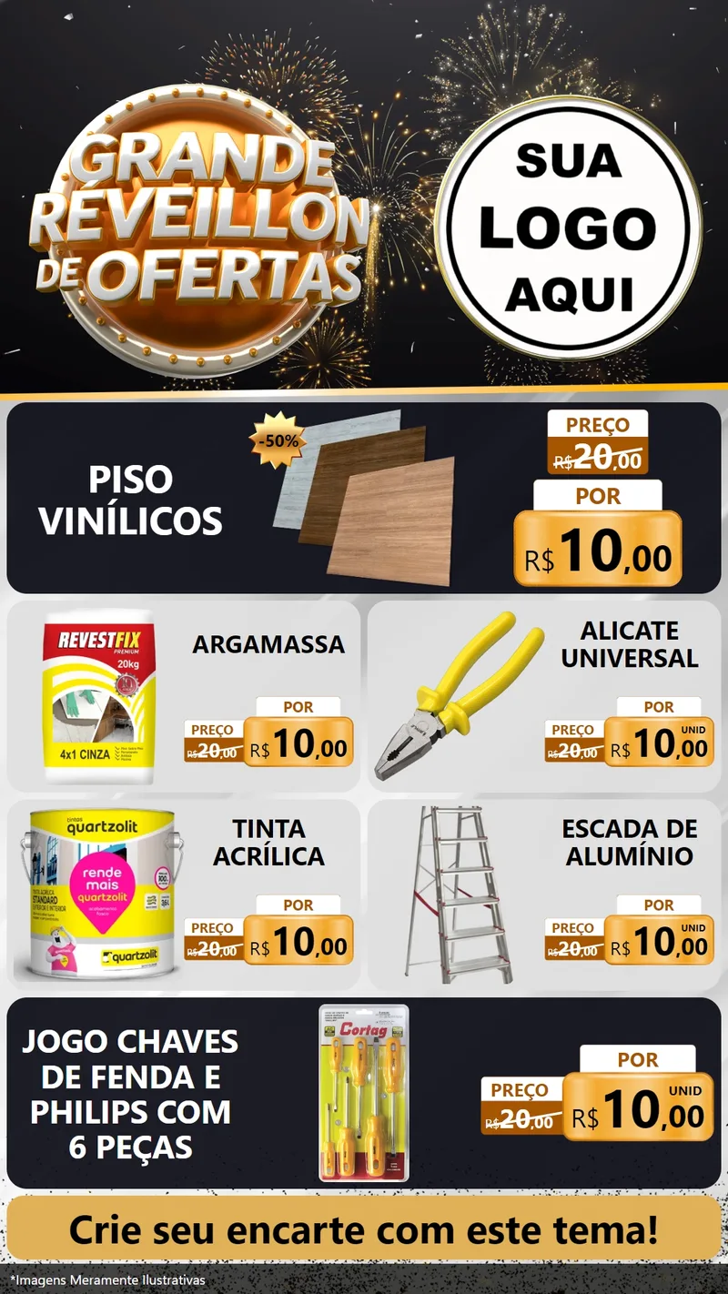 Modelo de TV para TV Vertical com o tema Grande Réveillon de Ofertas para Material para Construção