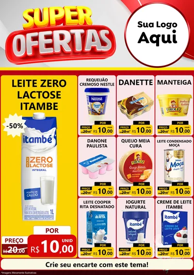 Modelo de Encarte para Encarte A4 Vertical com o tema Super Ofertas para Frios e Laticínios