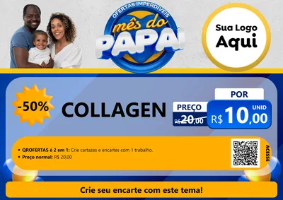 Modelo de Cartaz para Cartaz A4 Horizontal com o tema Ofertas Imperdíveis Mês Do Papai para Suplementos alimentares