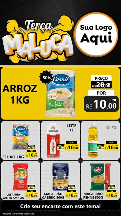 Modelo de Rede Social para Stories com o tema Terça Maluca para Supermercado