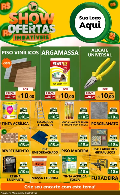Modelo de Encarte para Encarte Grande com o tema Show de Ofertas Imbatíveis para Material para Construção