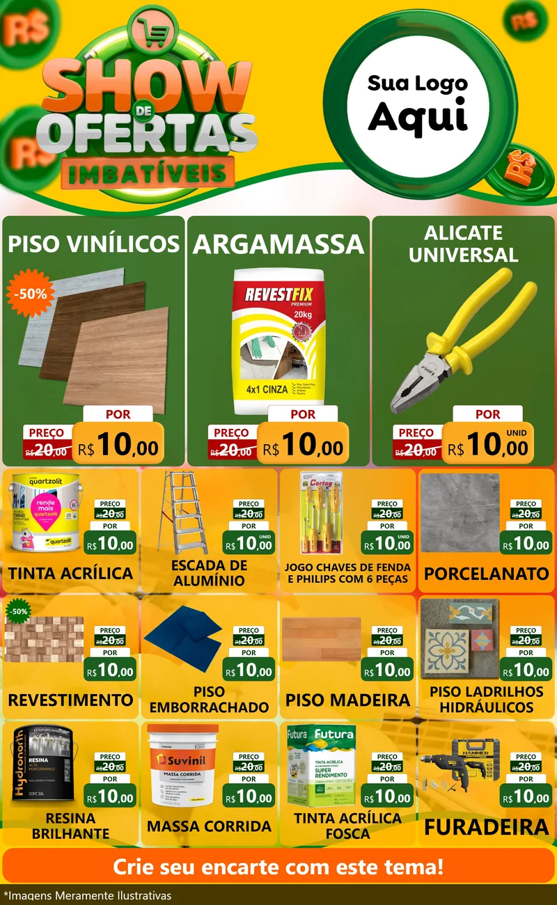 Modelo de Encarte para Encarte Grande com o tema Show de Ofertas Imbatíveis para Material para Construção