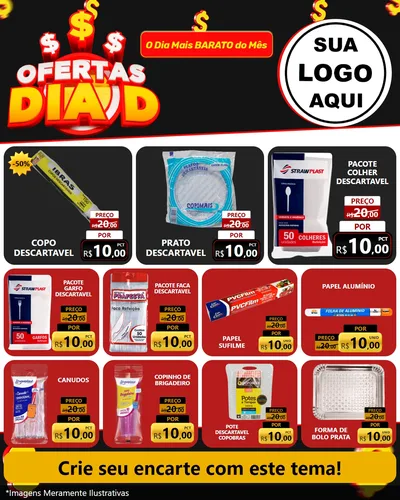 Modelo de Rede Social para Feed Instagram com o tema Ofertas Dia D para Embalagens
