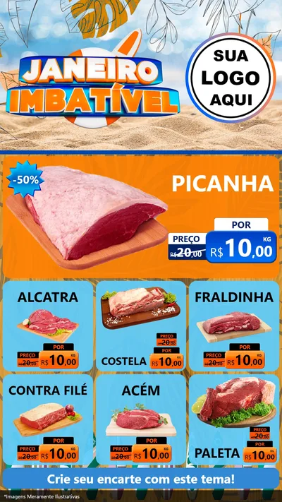 Modelo de Rede Social para Stories com o tema Janeiro Imbatível para Açougue