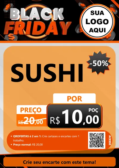 Modelo de Cartaz para Cartaz A4 Vertical com o tema Black Friday para Comida japonesa