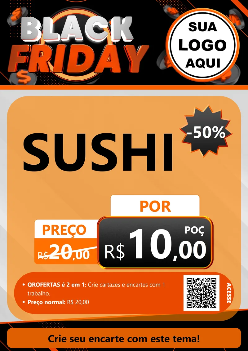 Modelo de Cartaz para Cartaz A4 Vertical com o tema Black Friday para Comida japonesa