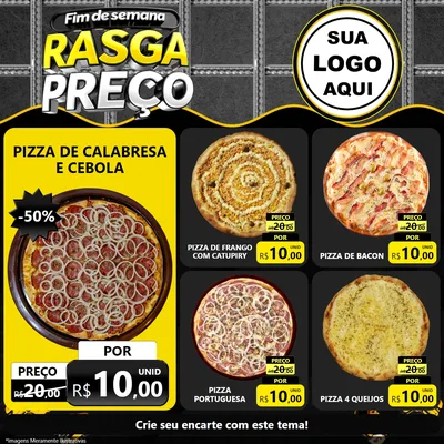 Modelo de Rede Social para Feed Facebook com o tema Fim de Semana Rasga Preço para Pizzaria