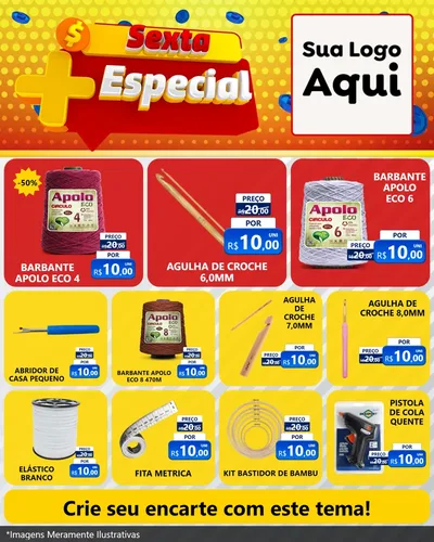 Modelo de Rede Social para Feed Instagram com o tema Sexta Mais Especial para Armarinho e Aviamentos
