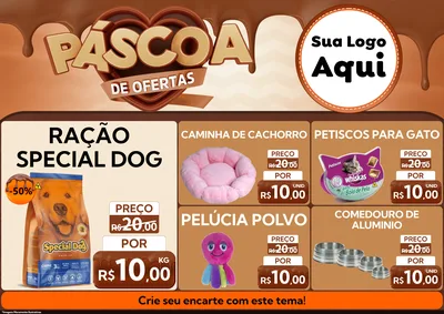 Modelo de Encarte para Encarte A4 Horizontal com o tema Páscoa de Ofertas para Pet Shop