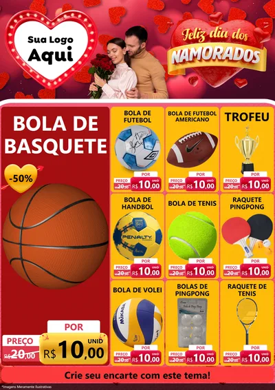 Modelo de Encarte para Encarte A4 Vertical com o tema Feliz Dia Dos Namorados para Artigos Esportivos