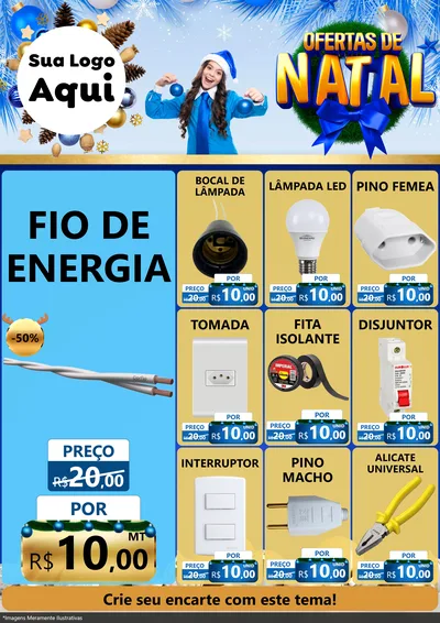 Modelo de Encarte para Encarte A4 Vertical com o tema Ofertas de Natal para Materiais Elétricos