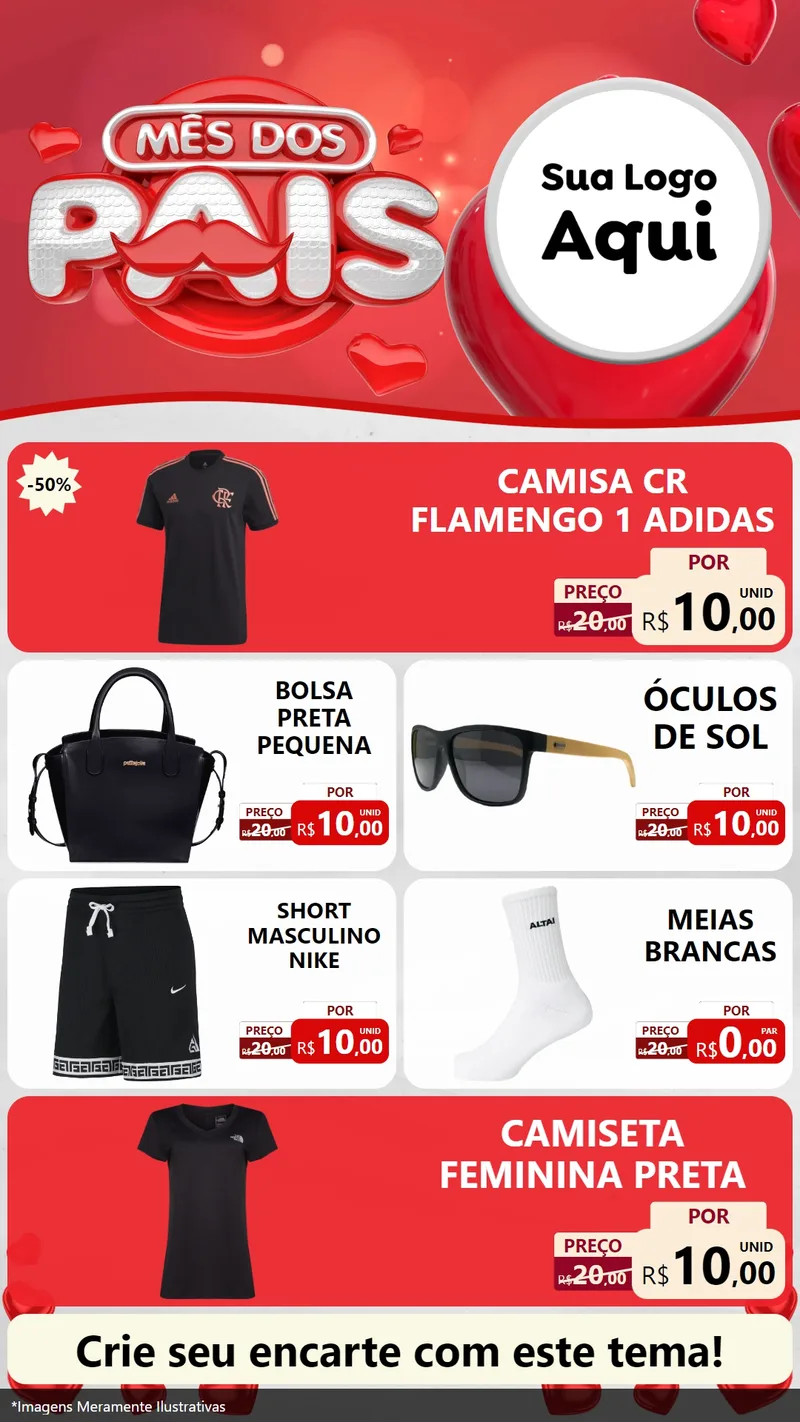 Modelo de TV para TV Vertical com o tema Mês dos Pais para Roupas e acessórios