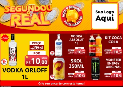 Modelo de Encarte para Encarte A4 Horizontal com o tema Segundou do Real para Distribuidora de bebidas