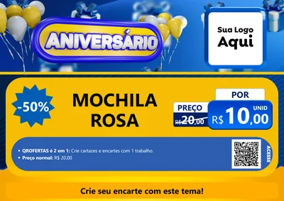 Modelo de Cartaz para Cartaz A4 Horizontal com o tema Aniversário para Papelaria