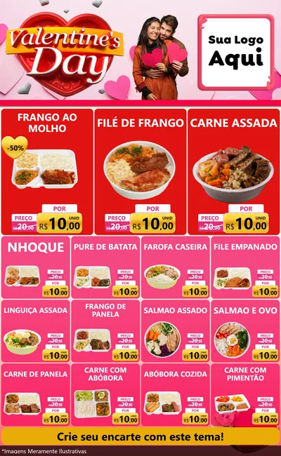 Modelo de Encarte para Encarte Grande com o tema Valentine's Day para Restaurante