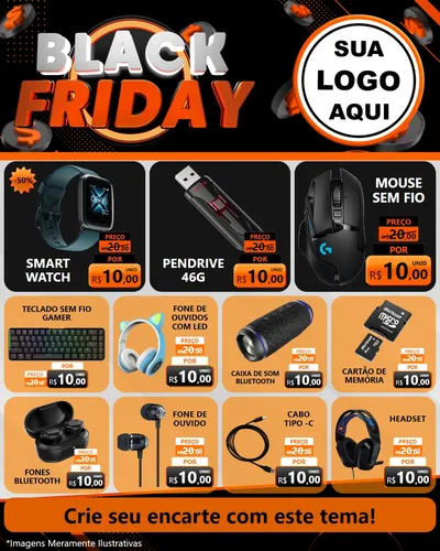 Modelo de Rede Social para Feed Instagram com o tema Black Friday para Informática