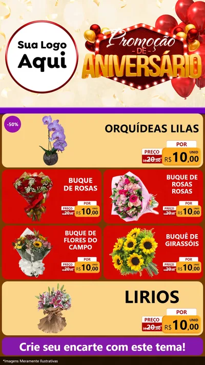 Modelo de TV para TV Vertical com o tema Promoção de Aniversário para Floricultura e jardim