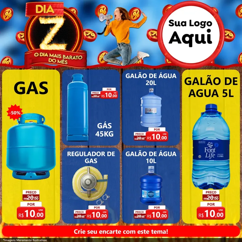 Modelo de Rede Social para Feed Facebook com o tema Dia Z - O Dia Mais Barato Do Mês para Água e gás