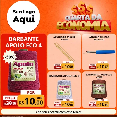 Modelo de Rede Social para Feed Facebook com o tema Quarta da Economia para Armarinho e Aviamentos