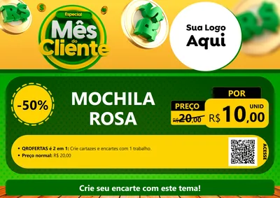Modelo de Cartaz para Cartaz A4 Horizontal com o tema Especial Mês do Cliente para Papelaria