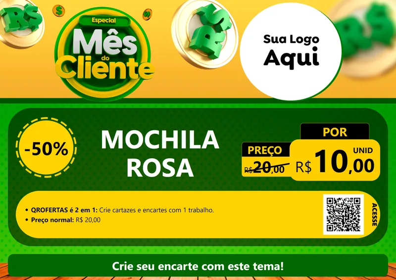 Modelo de Cartaz para Cartaz A4 Horizontal com o tema Especial Mês do Cliente para Papelaria