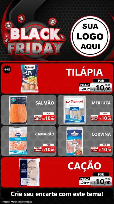 Modelo de TV para TV Vertical com o tema Black Friday para Peixaria