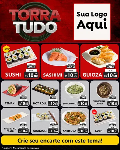 Modelo de Rede Social para Feed Instagram com o tema Torra Tudo para Comida japonesa