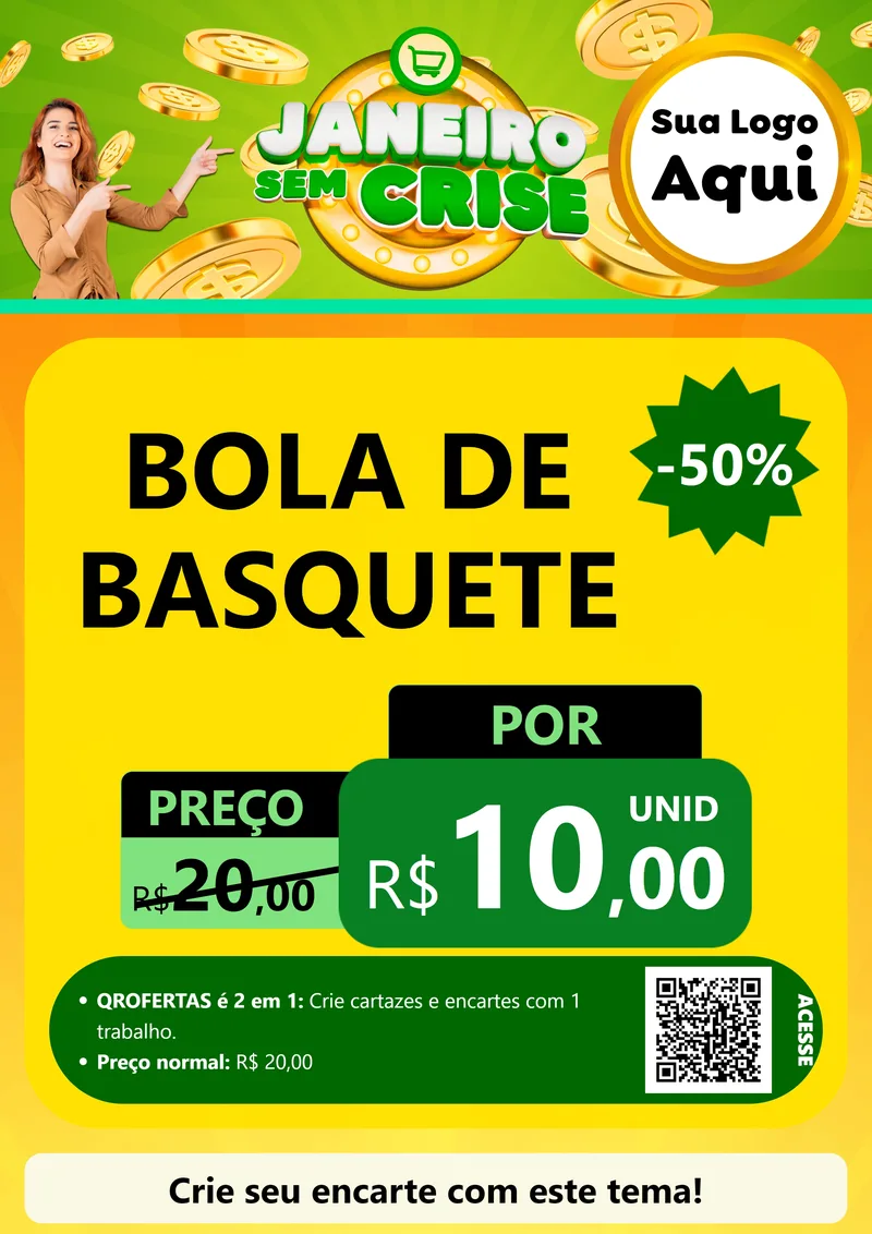 Modelo de Cartaz para Cartaz A4 Vertical com o tema Janeiro Sem Crise para Artigos Esportivos