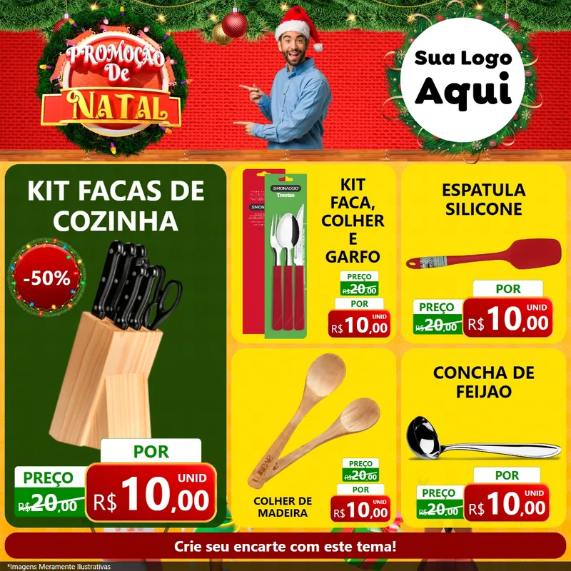 Modelo de Rede Social para Feed Facebook com o tema Promoção de Natal para Utilidades Domésticas