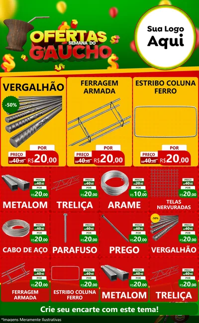 Modelo de Encarte para Encarte Grande com o tema Ofertas Semana Do Gaúcho para Ferragens
