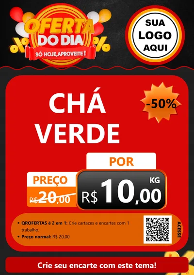 Modelo de Cartaz para Cartaz A4 Vertical com o tema Oferta do Dia - Só hoje, Aproveite! para Produtos Naturais