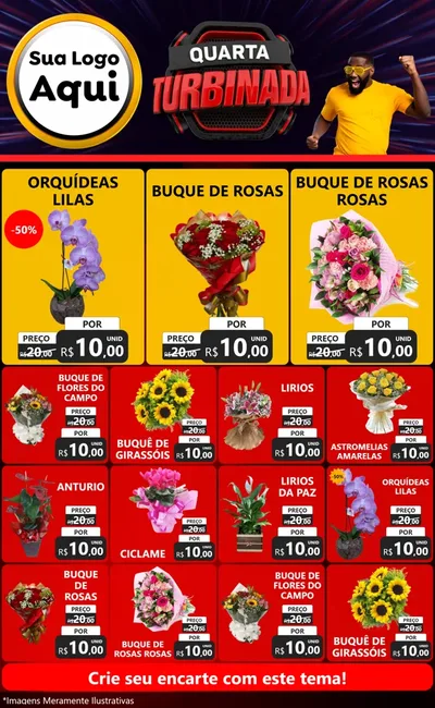 Modelo de Encarte para Encarte Grande com o tema Quarta Turbinada para Floricultura e jardim