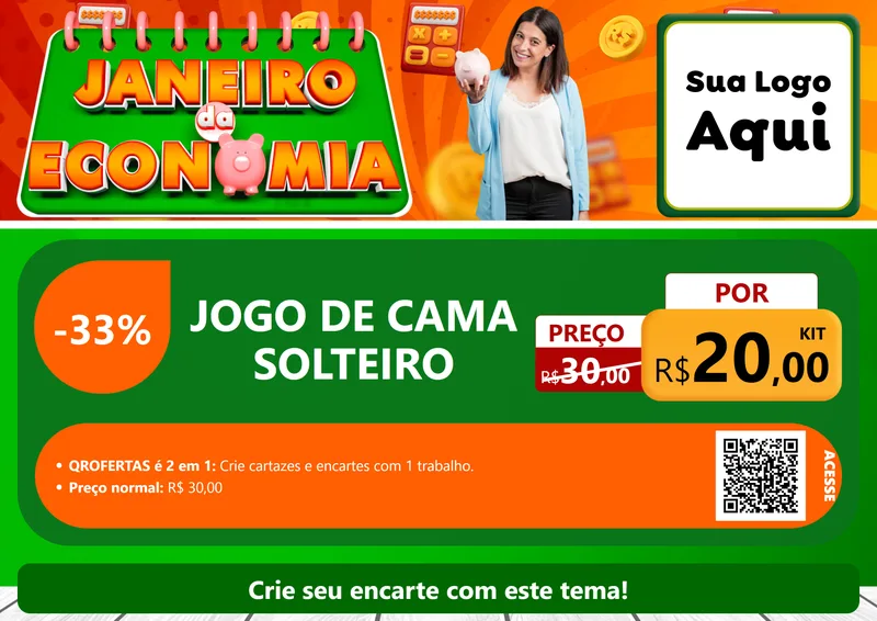 Modelo de Cartaz para Cartaz A4 Horizontal com o tema Janeiro da Economia para Cama, Mesa e Banho