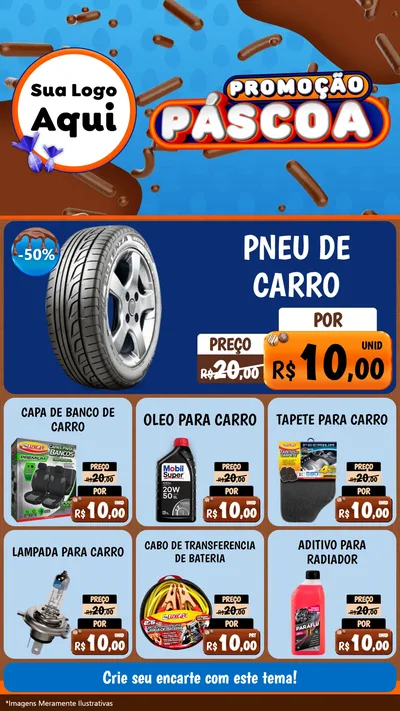 Modelo de Rede Social para Stories com o tema Promoção Páscoa para Auto peças