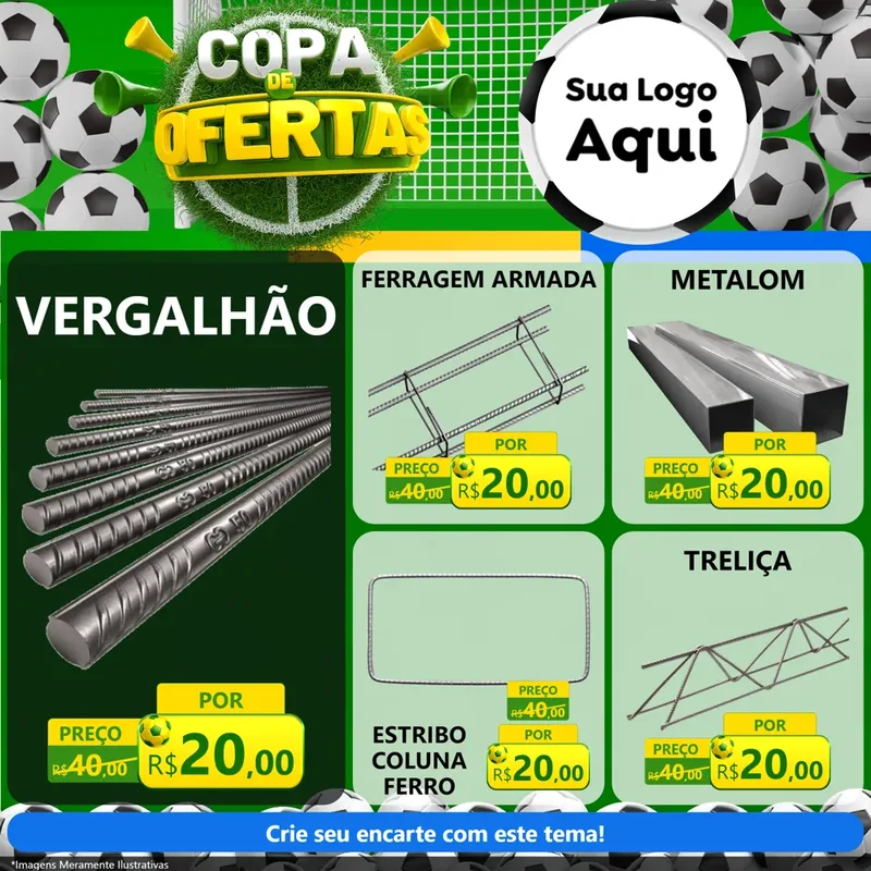Modelo de Rede Social para Feed Facebook com o tema Copa De Ofertas para Ferragens