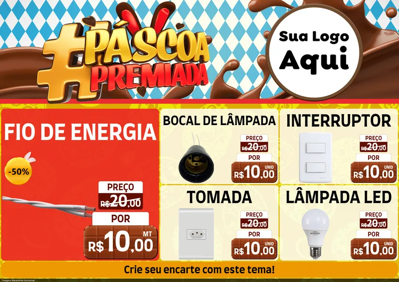 Modelo de Encarte para Encarte A4 Horizontal com o tema Páscoa Premiada para Materiais Elétricos