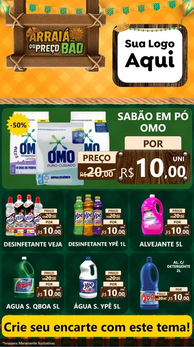 Modelo de Rede Social para Stories com o tema Arraiá do preço bão para Produtos de Limpeza