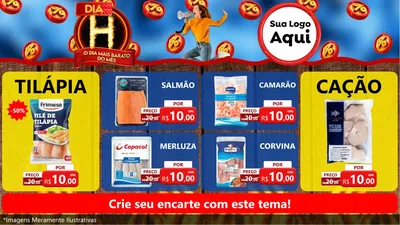 Modelo de TV para TV Horizontal com o tema Dia H - O Dia Mais Barato Do Mês para Peixaria