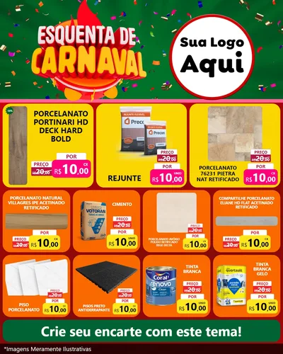 Modelo de Rede Social para Feed Instagram com o tema Esquenta de Carnaval para Pisos e revestimentos