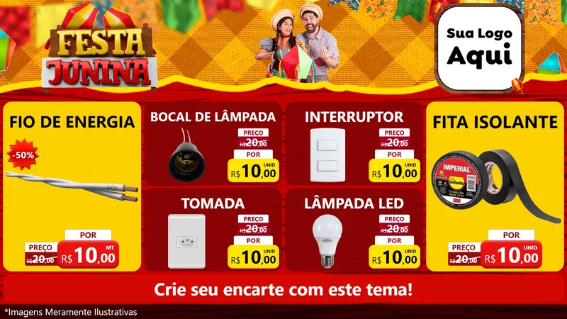 Modelo de TV para TV Horizontal com o tema Festa Junina para Materiais Elétricos