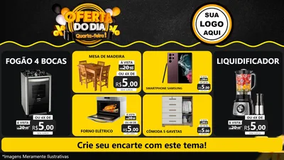 Modelo de TV para TV Horizontal com o tema Oferta do Dia - Quarta Feira! para Móveis e Eletro