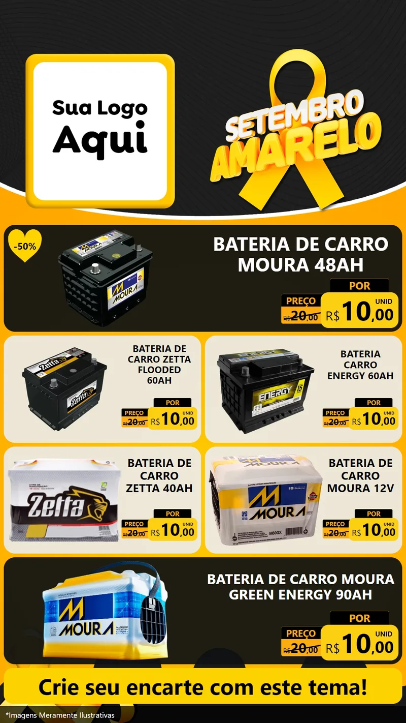 Modelo de TV para TV Vertical com o tema Setembro Amarelo para Baterias Elétricas